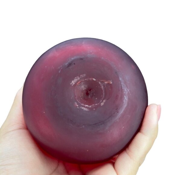 Vintage Hand Blown Large Tomato Hand Made Frosted Glass Paperweight Hollow 4”T - Picture 3 of 14